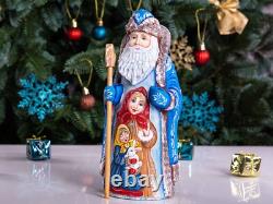 Wooden hand carved russian Santa Claus Figurine 9 Christmas home decor indoor