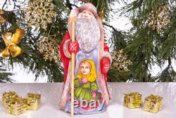 Wooden hand carved russian Santa Claus Figurine 9, Christmas home decor indoor