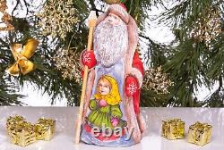 Wooden hand carved russian Santa Claus Figurine 9, Christmas home decor indoor