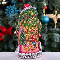 Wooden hand carved russian Santa Claus Figurine 9, home Christmas holiday decor