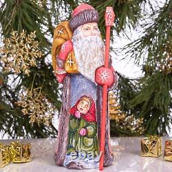 Wooden hand carved ruusian Santa Claus figurine 10, funny Christmas gift