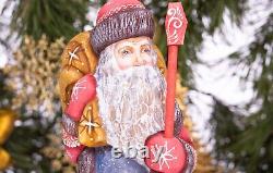 Wooden hand carved ruusian Santa Claus figurine 10, funny Christmas gift