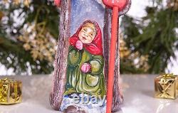 Wooden hand carved ruusian Santa Claus figurine 10, funny Christmas gift