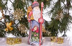 Wooden hand carved ruusian Santa Claus figurine 10, funny Christmas gift