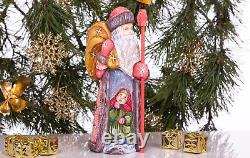 Wooden hand carved ruusian Santa Claus figurine 10, funny Christmas gift