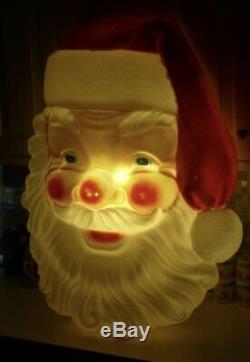 XL 36 Vtg Empire Plastic X-mas Santa Claus Face Blow Mold Light Pick Up Only