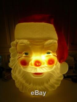 XL 36 Vtg Empire Plastic X-mas Santa Claus Face Blow Mold Light Pick Up Only