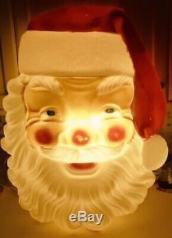 XL 36 Vtg Empire Plastic X-mas Santa Claus Face Blow Mold Light Pick Up Only