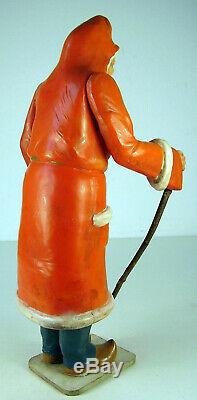 XRARE c1880 French store display LG 14celluloid Santa Claus figure jointed arm